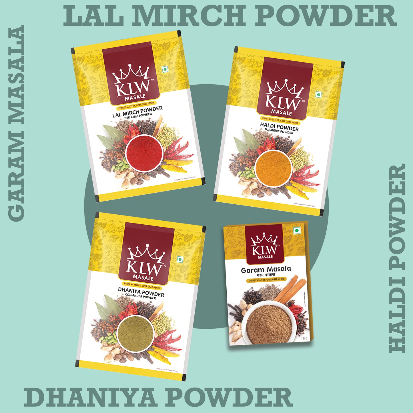 Haldi-Dhaniya-Lal Mirch-250g each with Garam Masala