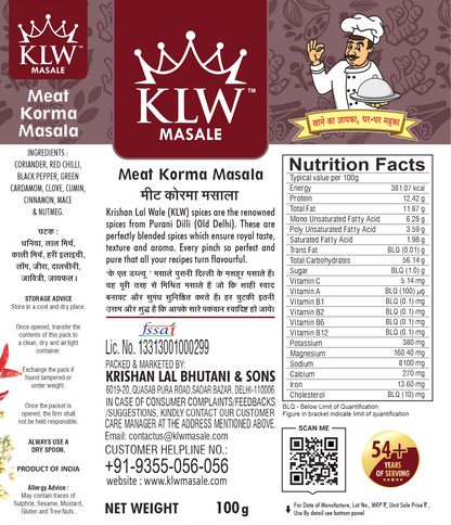 KLW Meat Korma Masala 100g