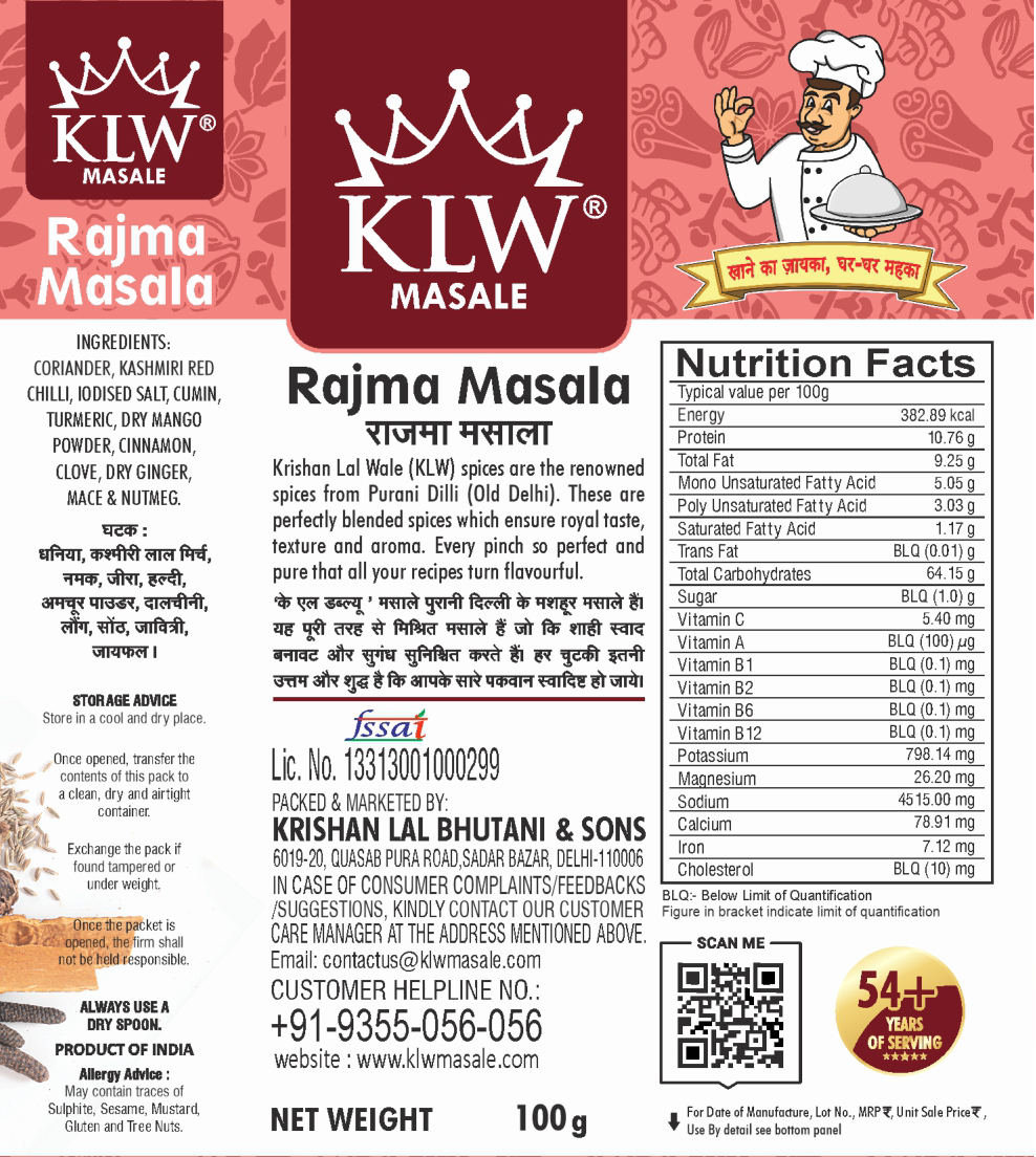 KLW Rajma Masala 100g