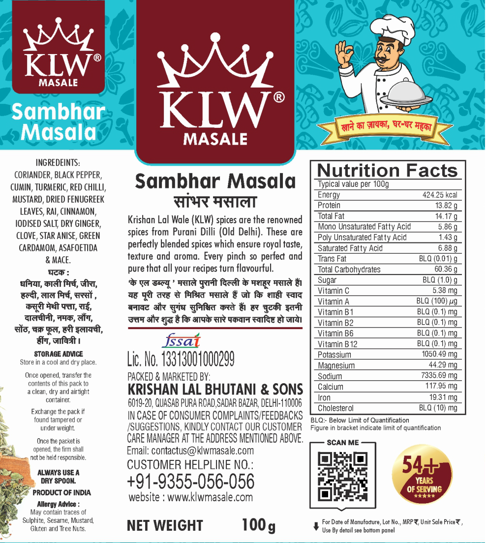 KLW Sambhar Masala 100g